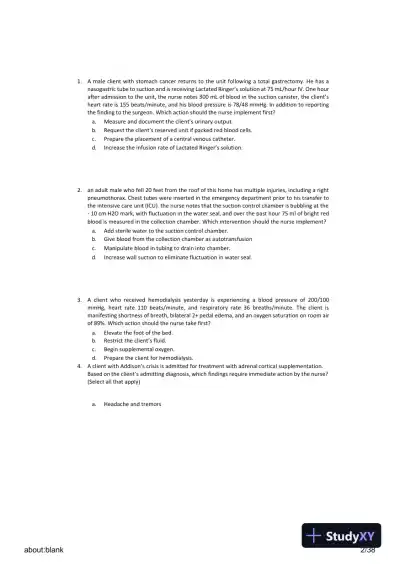 2023-2024 RN HESI Exit Exam Version 3 with Answers (53 Solved Questions) - Page 3 preview image