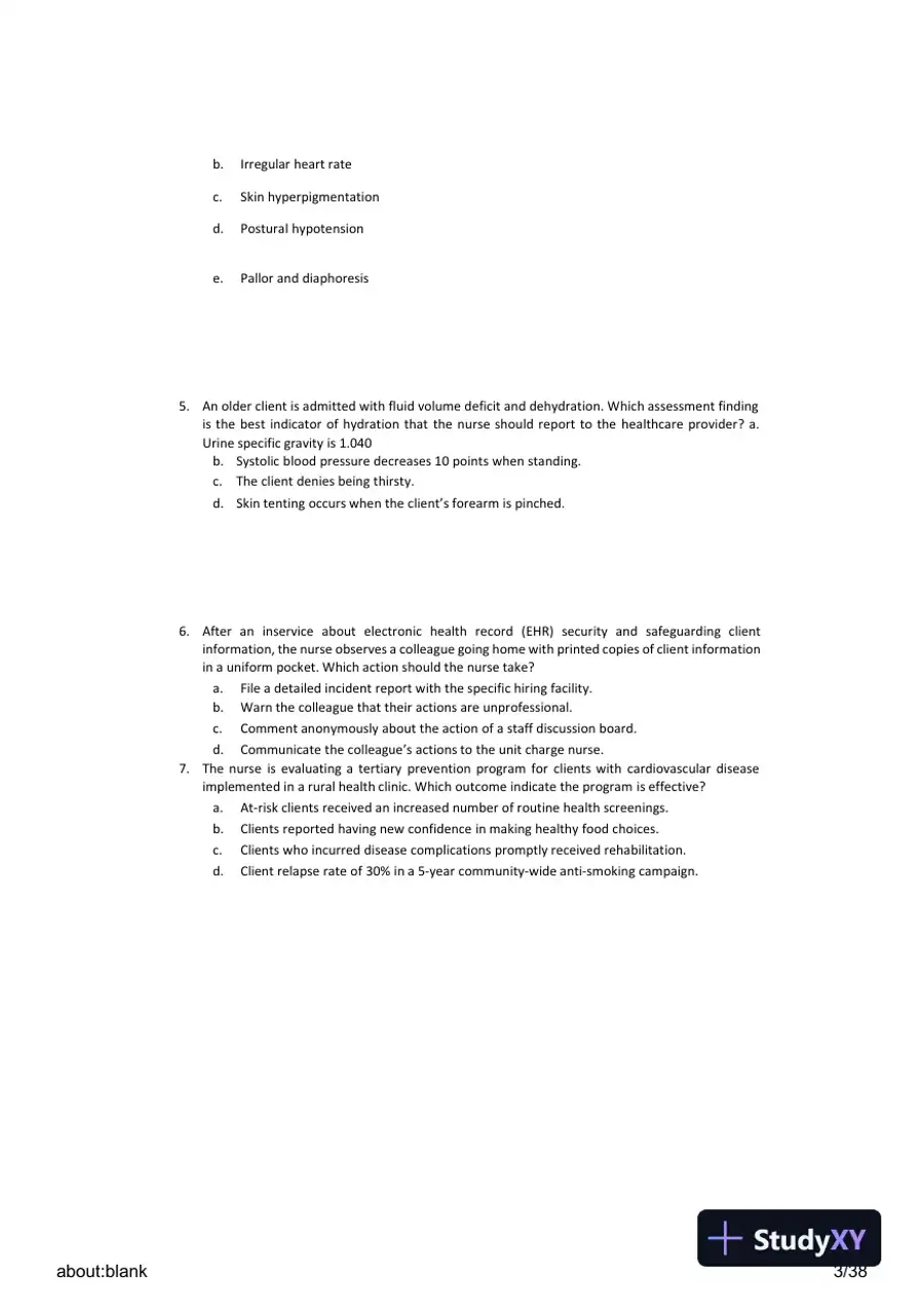 2023-2024 RN HESI Exit Exam Version 3 with Answers (53 Solved Questions), page 4