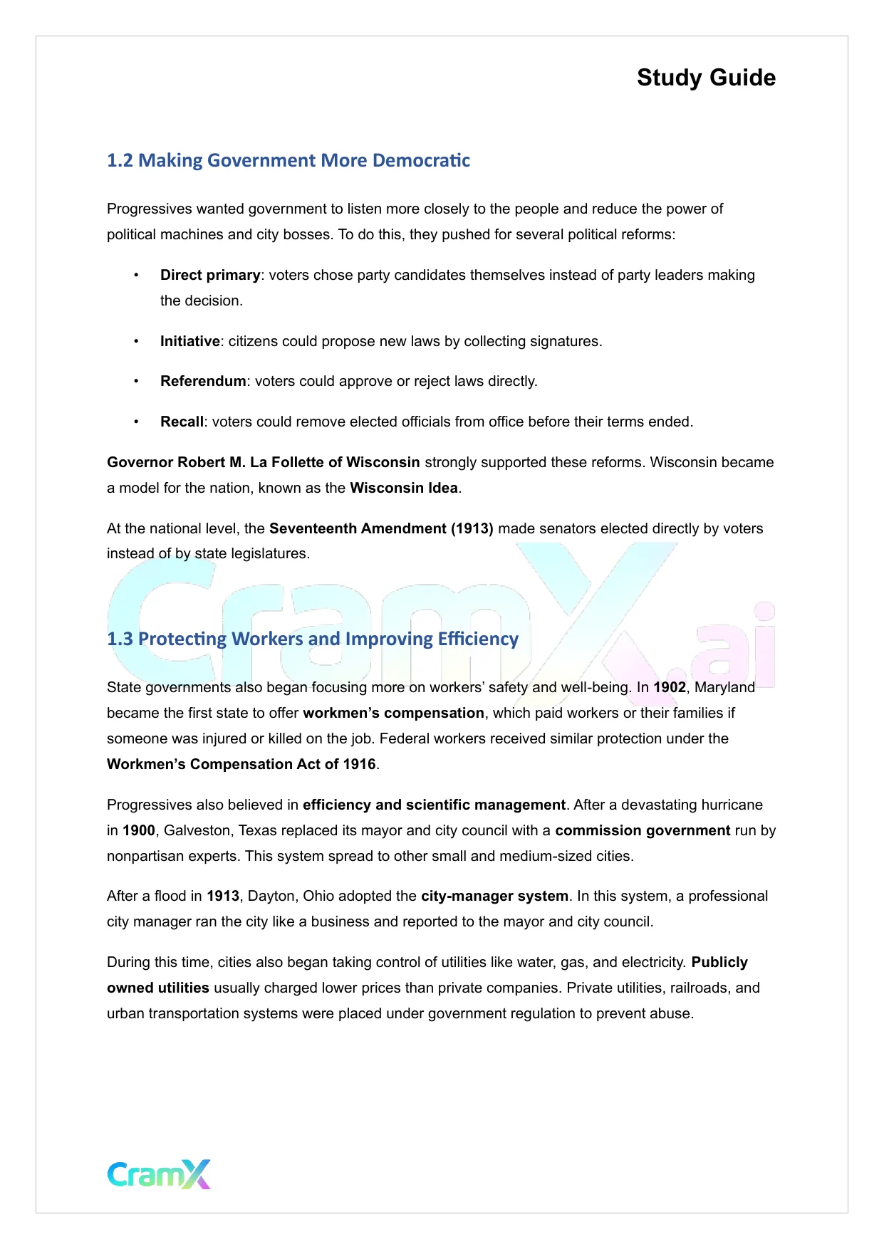 U.S. History II - The Progressive Era, 1900–1920 - Page 2 preview image