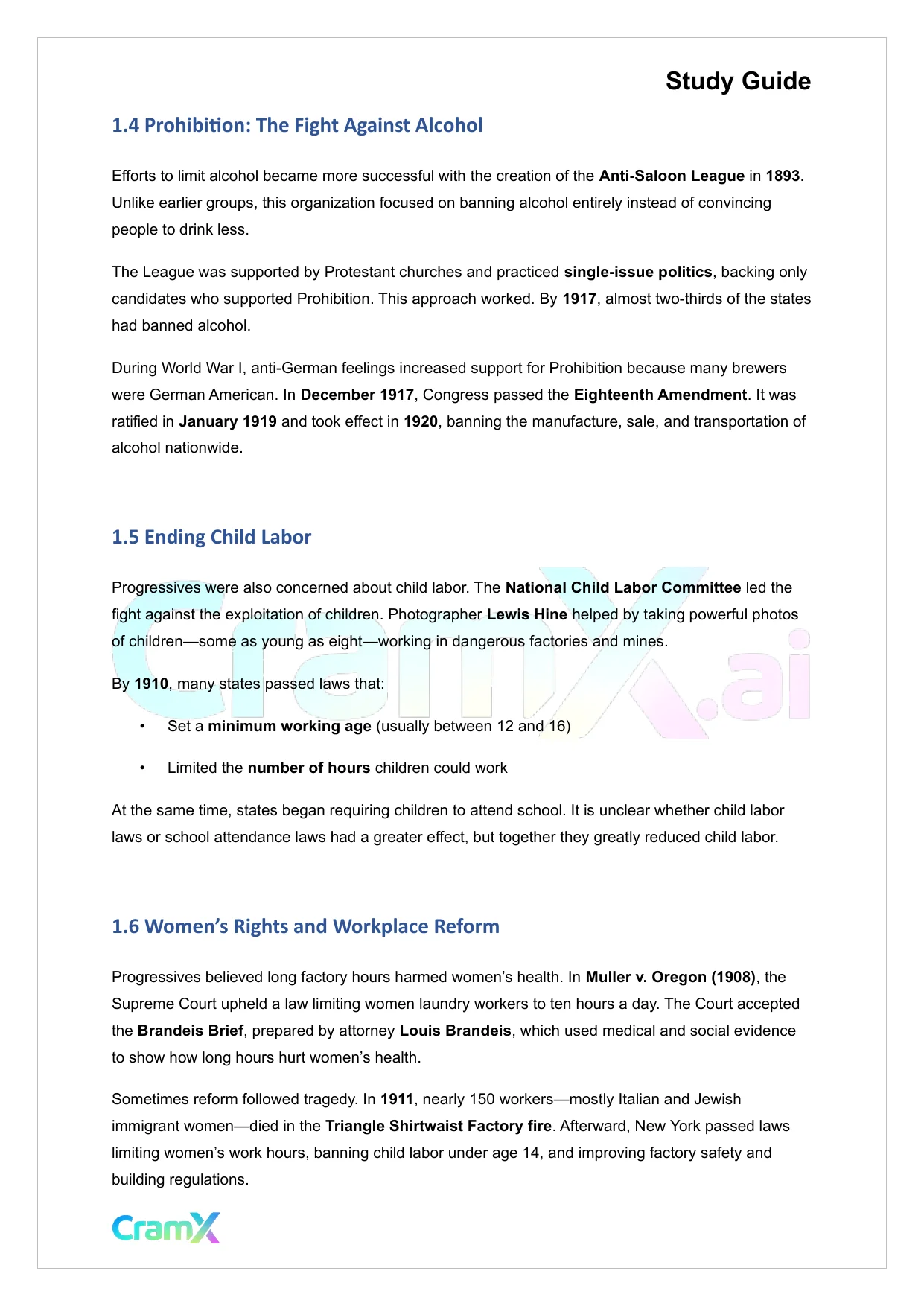 U.S. History II - The Progressive Era, 1900–1920 - Page 3 preview image