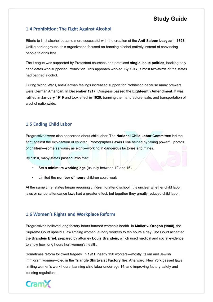 U.S. History II - The Progressive Era, 1900–1920, page 3