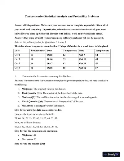 Comprehensive Statistical Analysis And Probability Problems - Page 1 preview image