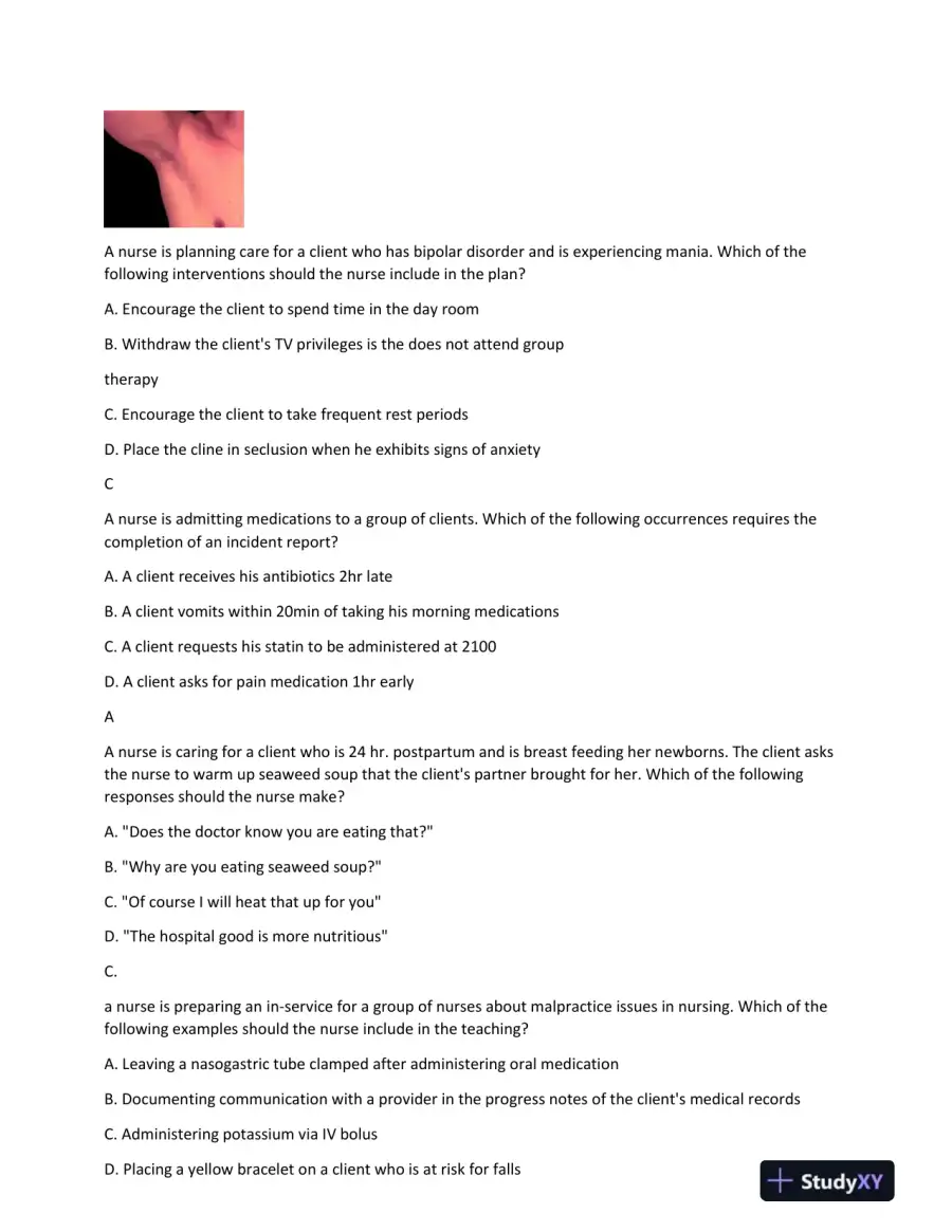 ATI Childcare Predictor Exam With Answers (113 Solved Questions), page 8
