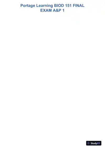 BIOD151 Anatomy and Physiology Final Exam With Answers (23 Solved Questions) - Page 1 preview image