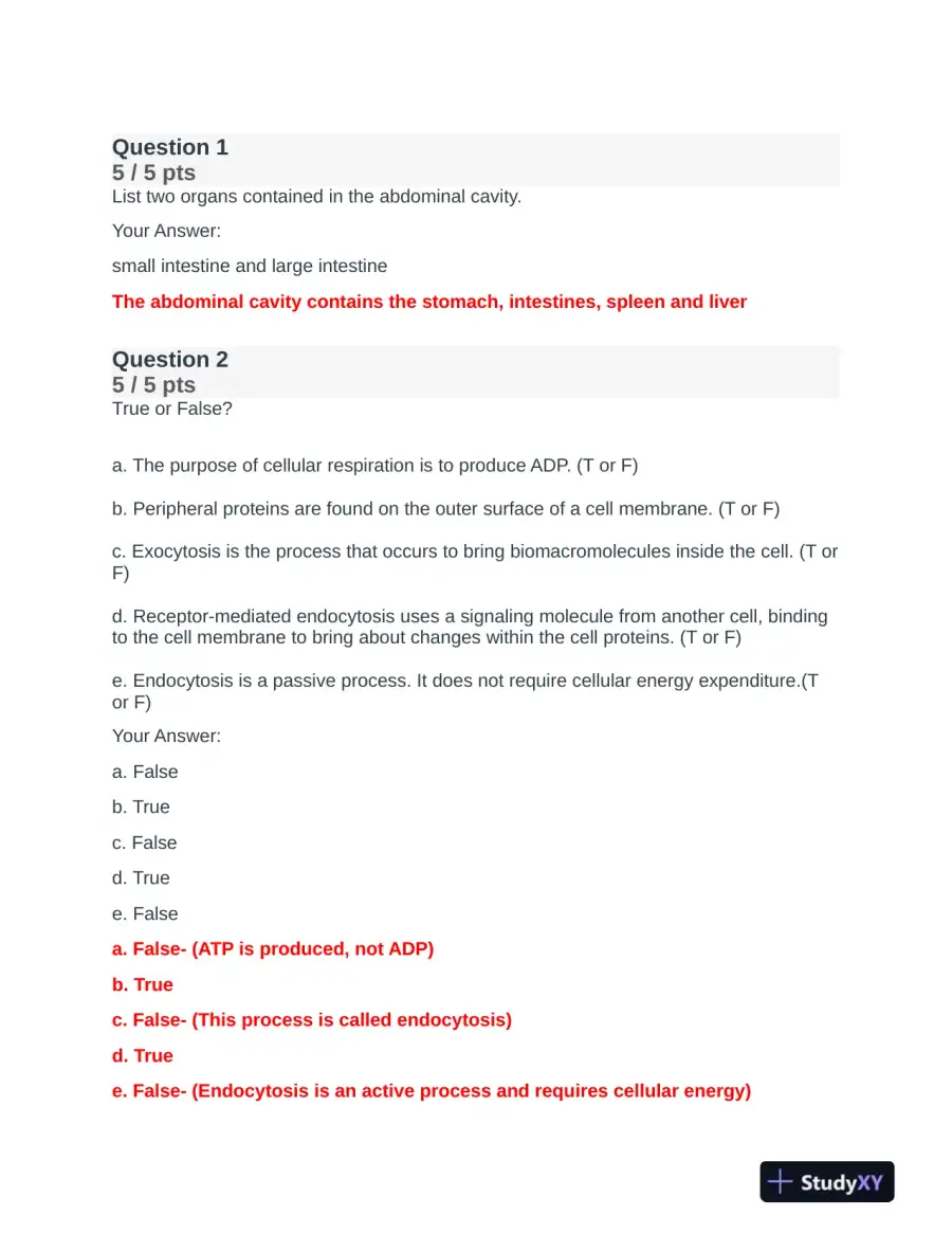 BIOD151 Anatomy and Physiology Final Exam With Answers (23 Solved Questions), page 3
