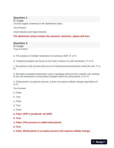BIOD151 Anatomy and Physiology Final Exam With Answers (23 Solved Questions) - Page 3 preview image
