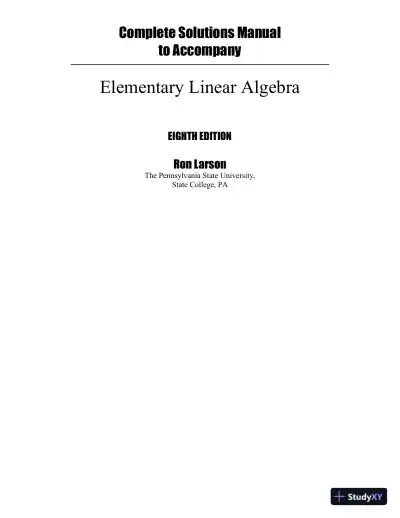 Elementary Linear Algebra, 8th Edition Solution Manual - Page 1 preview image