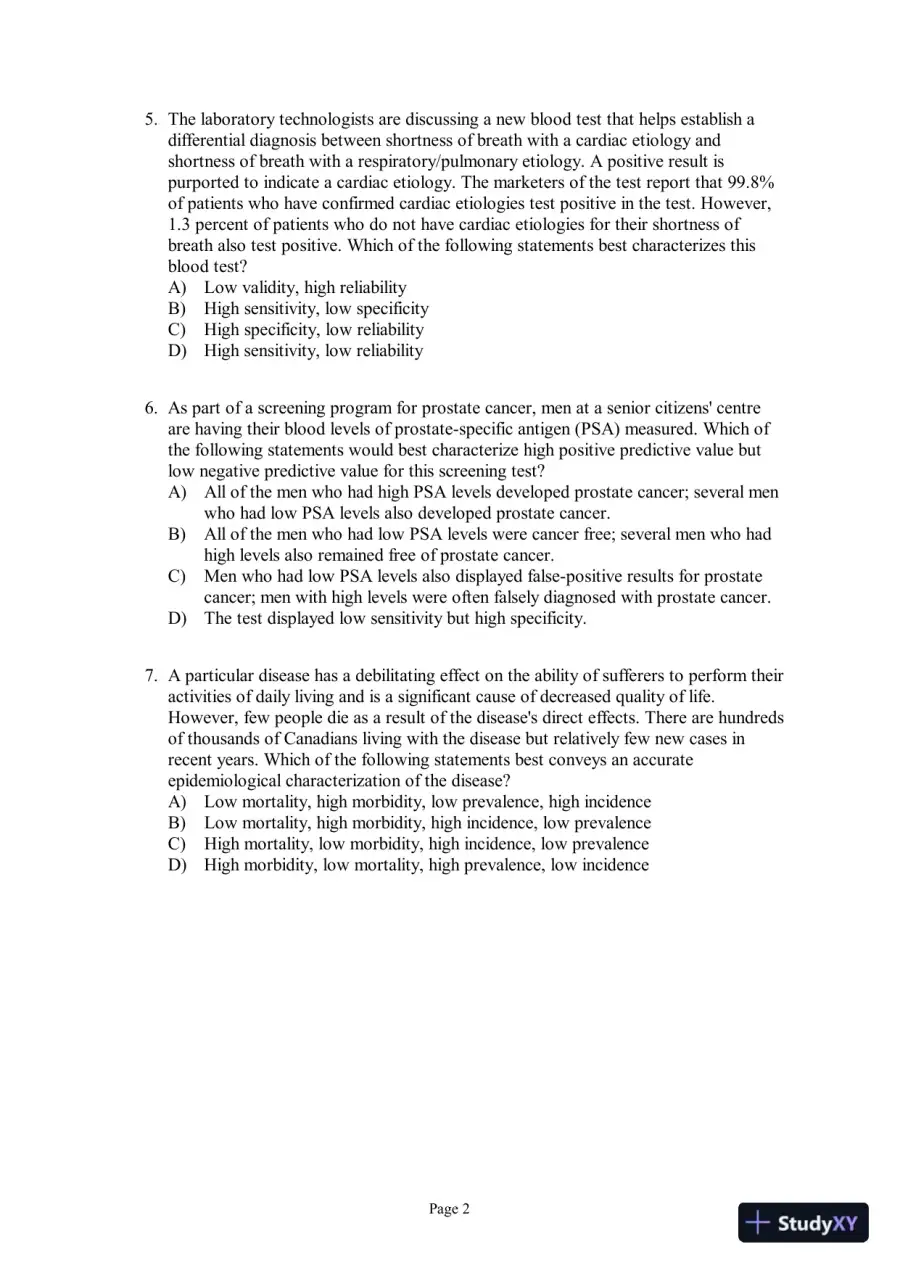 Test Bank for Pathophysiology: Concepts of Altered Health States, 8th Edition, page 3