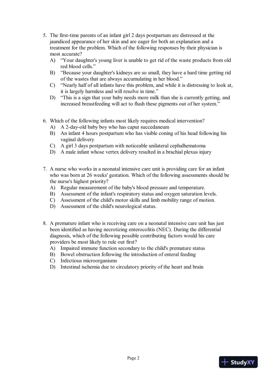 Test Bank for Pathophysiology: Concepts of Altered Health States, 8th Edition, page 9