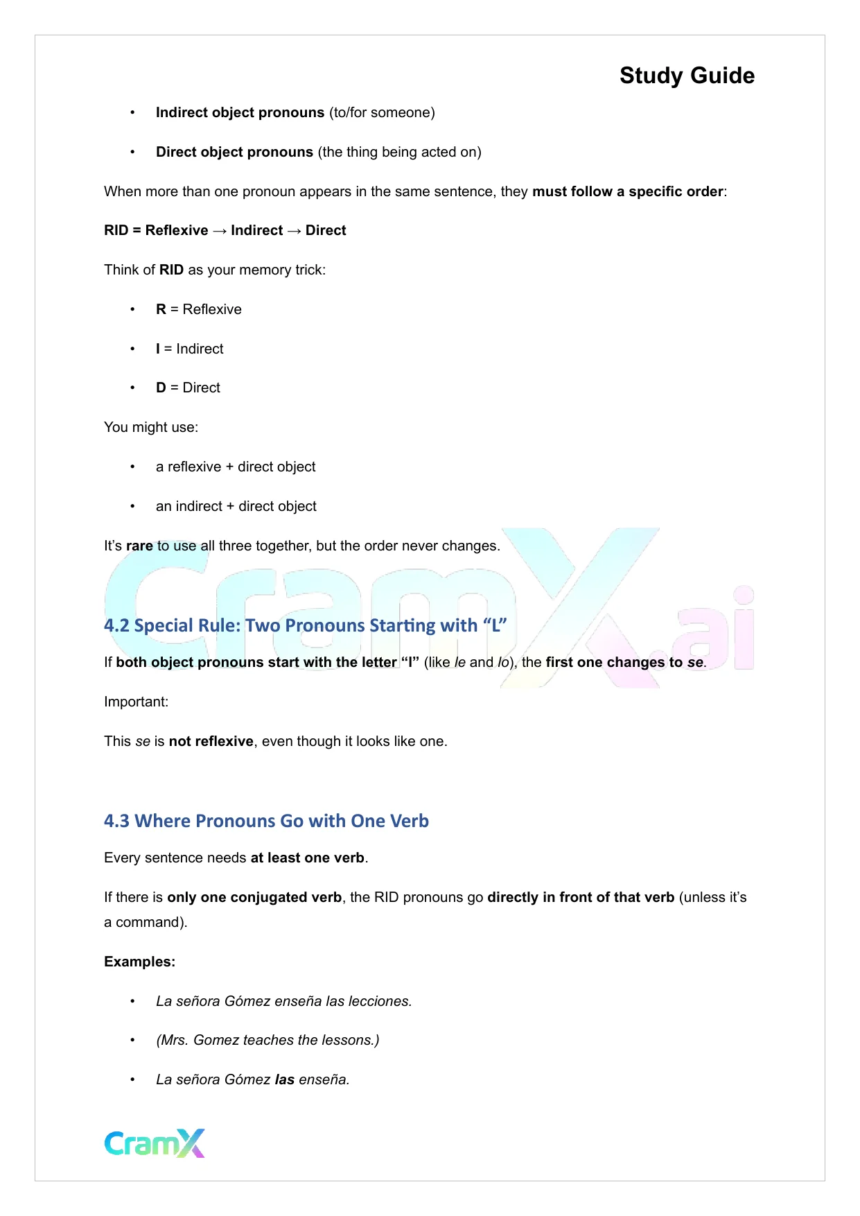 Spanish II - Pronouns - Page 10 preview image