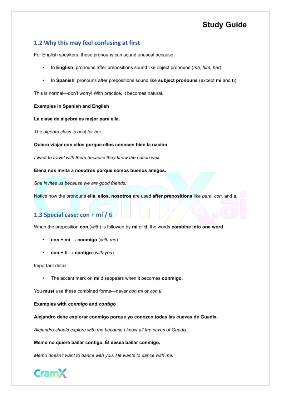 Spanish II - Pronouns, page 2