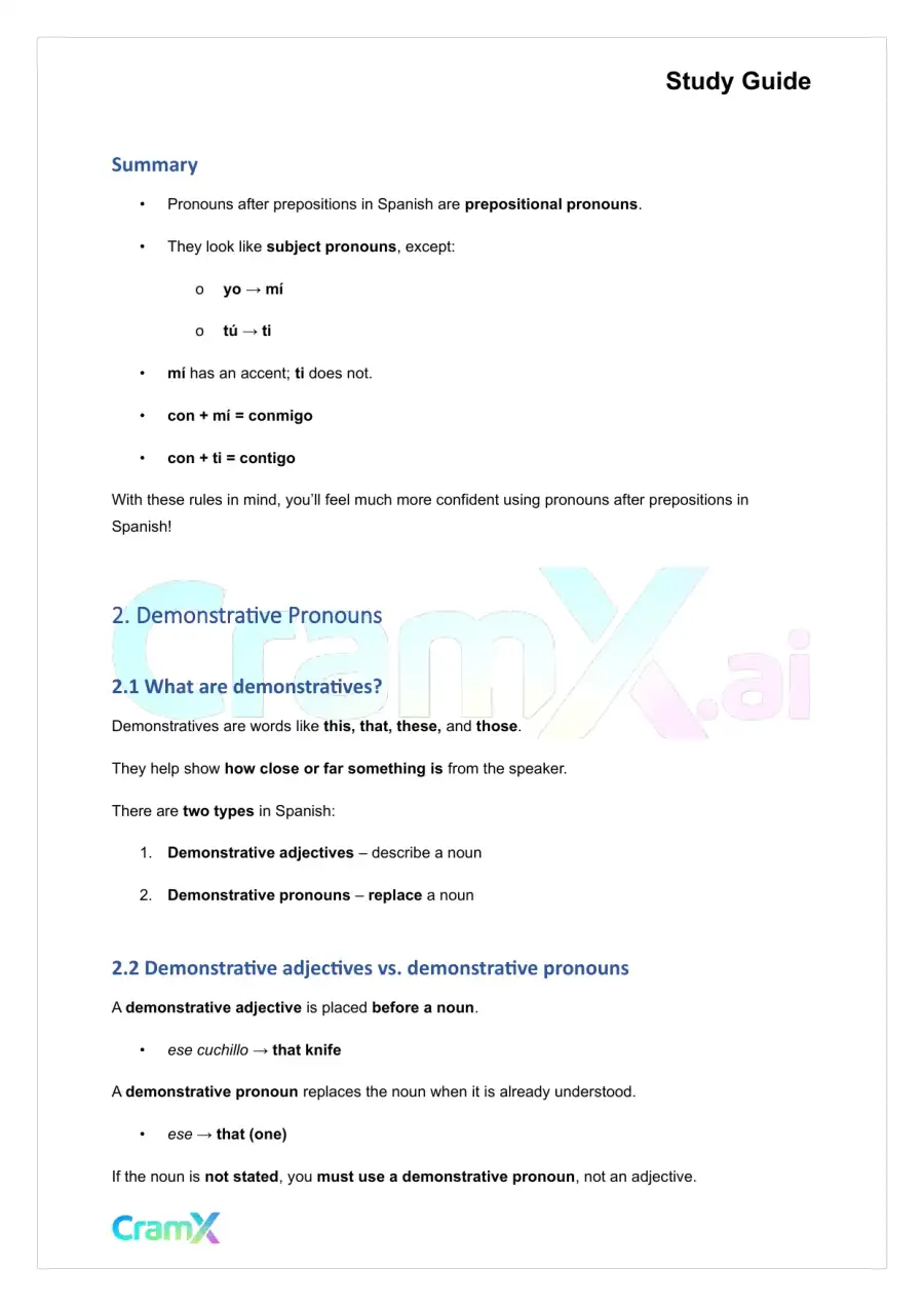 Spanish II - Pronouns, page 3