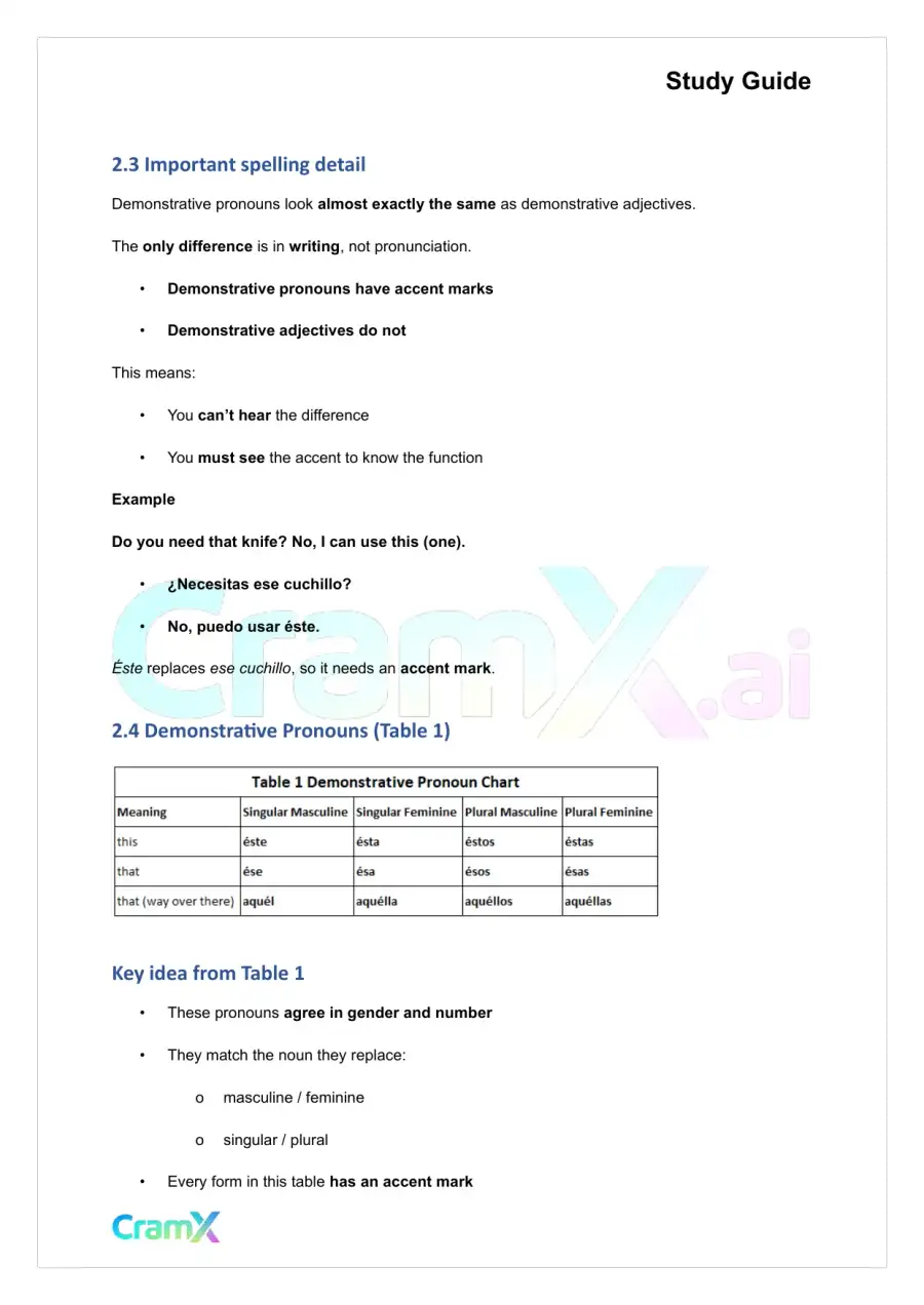 Spanish II - Pronouns, page 4