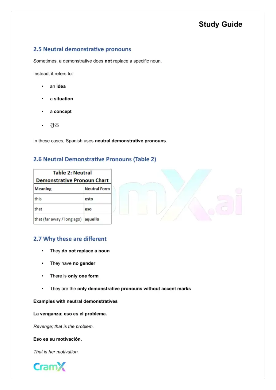 Spanish II - Pronouns, page 5