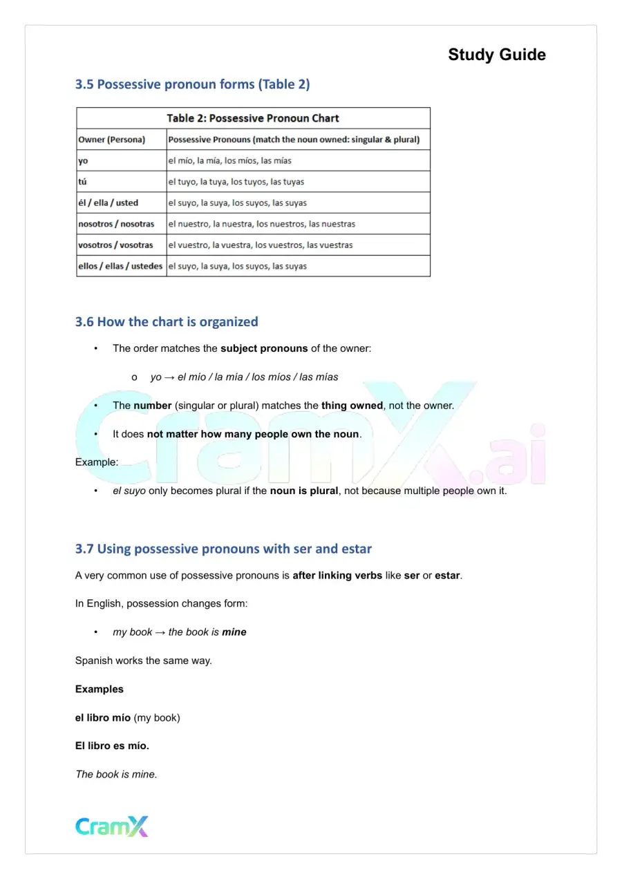 Spanish II - Pronouns, page 8