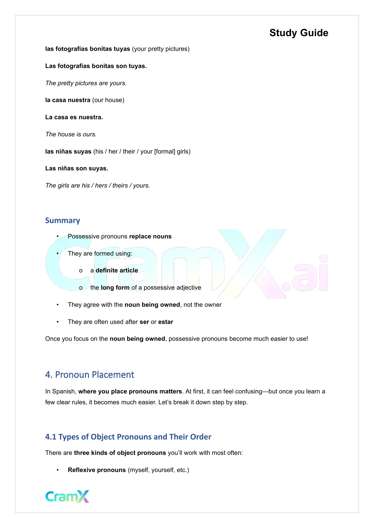 Spanish II - Pronouns - Page 9 preview image