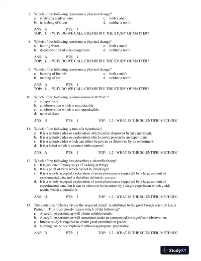 Test Bank For Introduction To General, Organic And Biochemistry, 10th Edition - Page 3 preview image