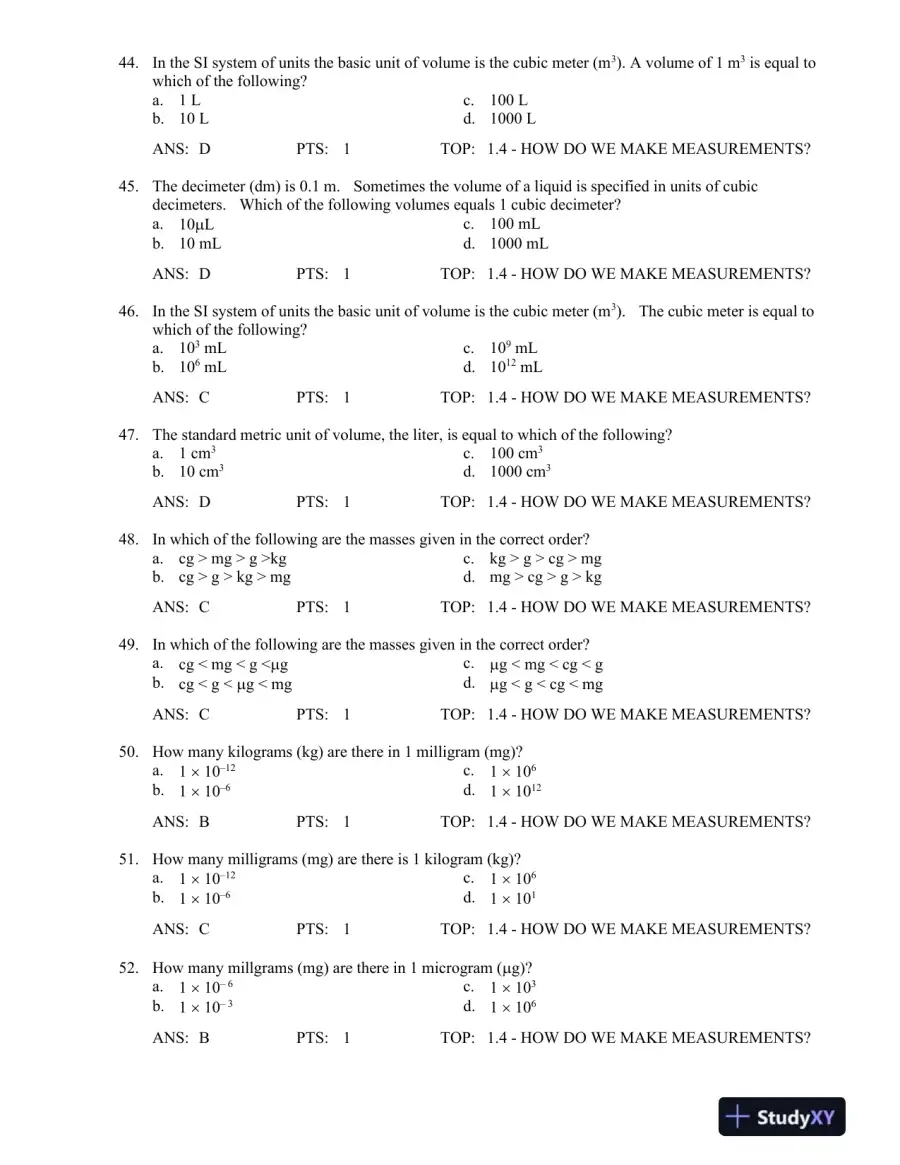Test Bank For Introduction To General, Organic And Biochemistry, 10th Edition, page 8