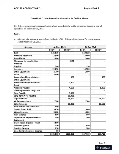 AC1220 Financial Statement Analysis and Loan Recommendation for City Rides and Extreme Scooter - Page 3 preview image