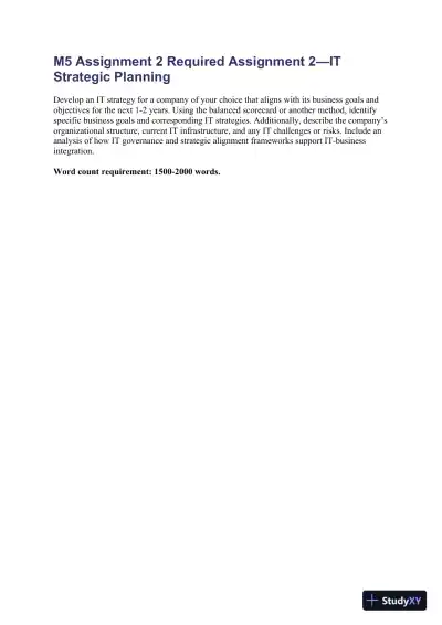 M5 Assignment 2 Required Assignment 2�IT Strategic Planning - Page 1 preview image