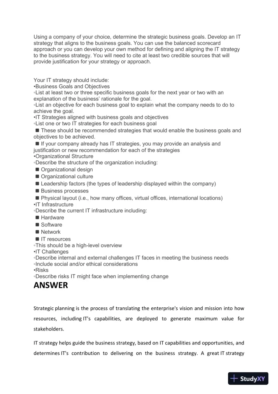 M5 Assignment 2 Required Assignment 2�IT Strategic Planning, page 3