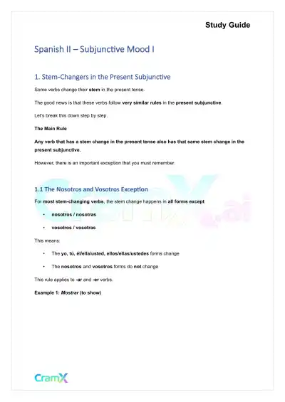 Spanish II - Subjunctive Mood I - Page 1 preview image