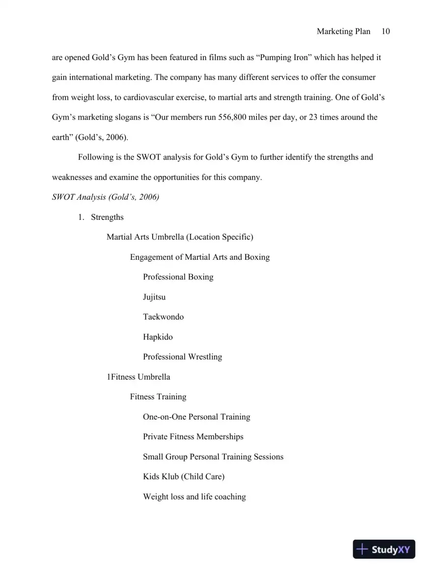 MBA570 Marketing Plan: Elite Martial Arts & Fitness University of Phoenix, page 11