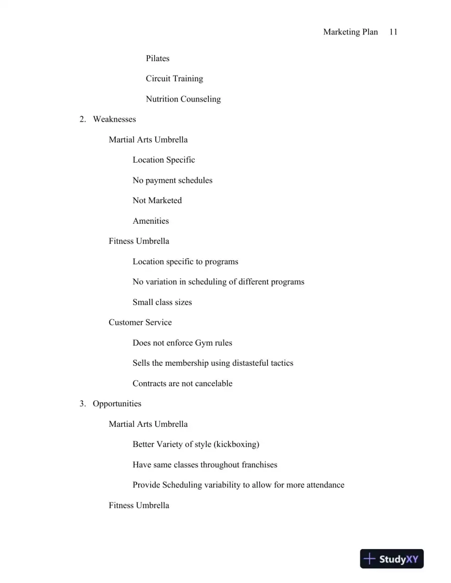MBA570 Marketing Plan: Elite Martial Arts & Fitness University of Phoenix, page 12