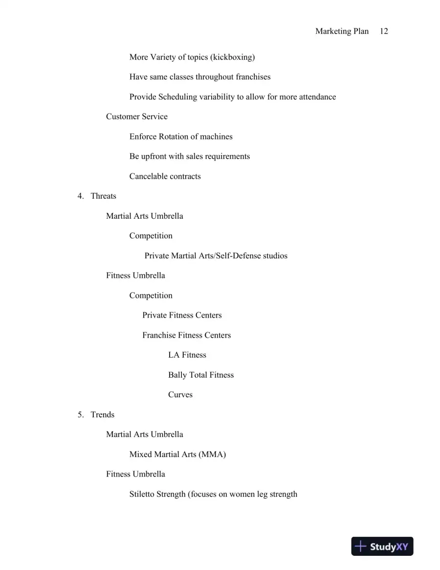 MBA570 Marketing Plan: Elite Martial Arts & Fitness University of Phoenix, page 13