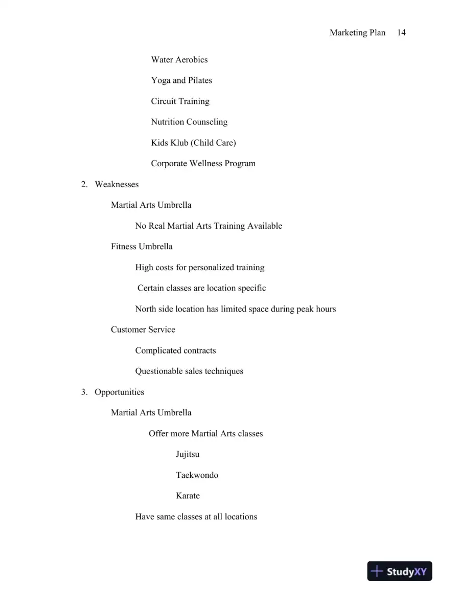 MBA570 Marketing Plan: Elite Martial Arts & Fitness University of Phoenix, page 15