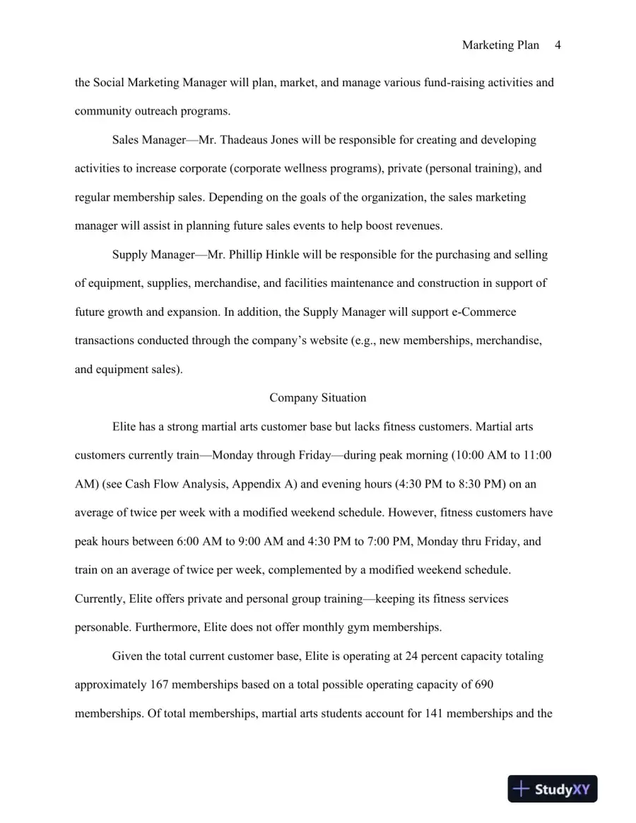 MBA570 Marketing Plan: Elite Martial Arts & Fitness University of Phoenix, page 5