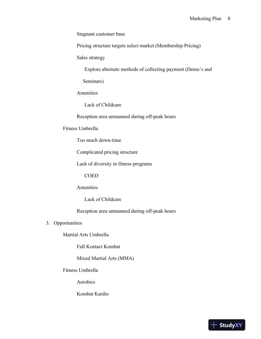 MBA570 Marketing Plan: Elite Martial Arts & Fitness University of Phoenix, page 9