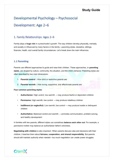 Developmental Psychology - Psychosocial Development Age 2–6 - Page 1 preview image