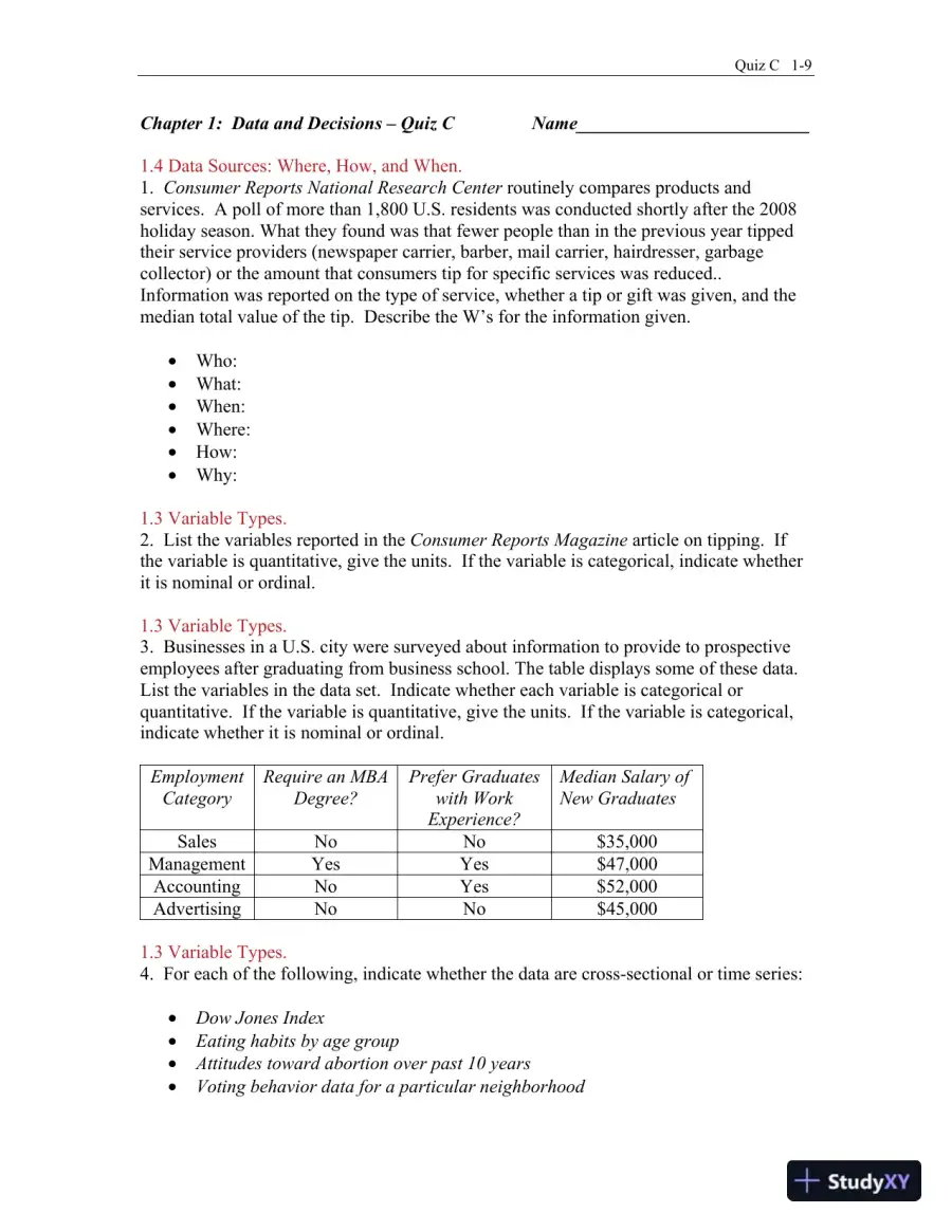 Test Bank for Business Statistics, 4th Edition, page 10