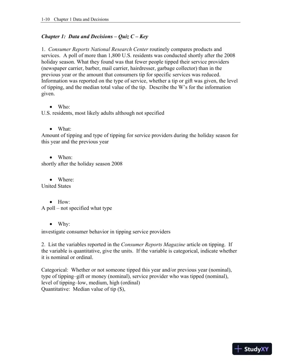 Test Bank for Business Statistics, 4th Edition, page 11