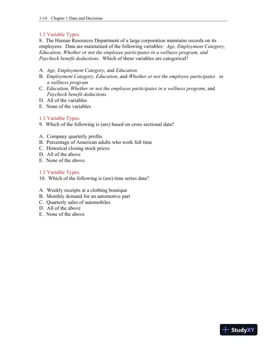 Test Bank for Business Statistics, 4th Edition, page 15