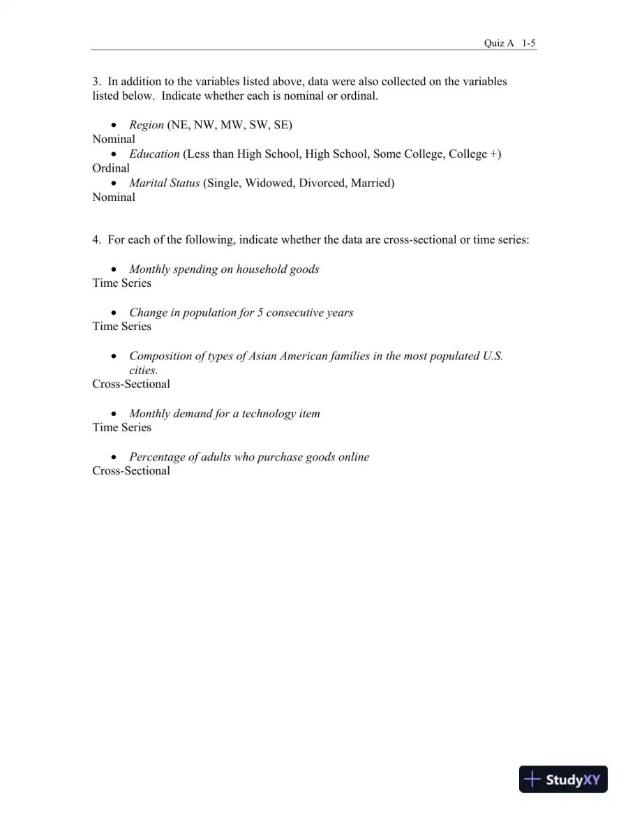 Test Bank for Business Statistics, 4th Edition, page 6