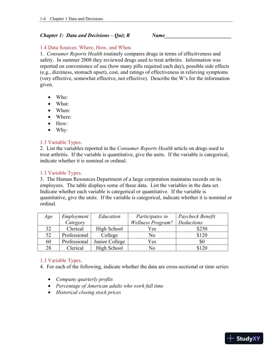 Test Bank for Business Statistics, 4th Edition, page 7