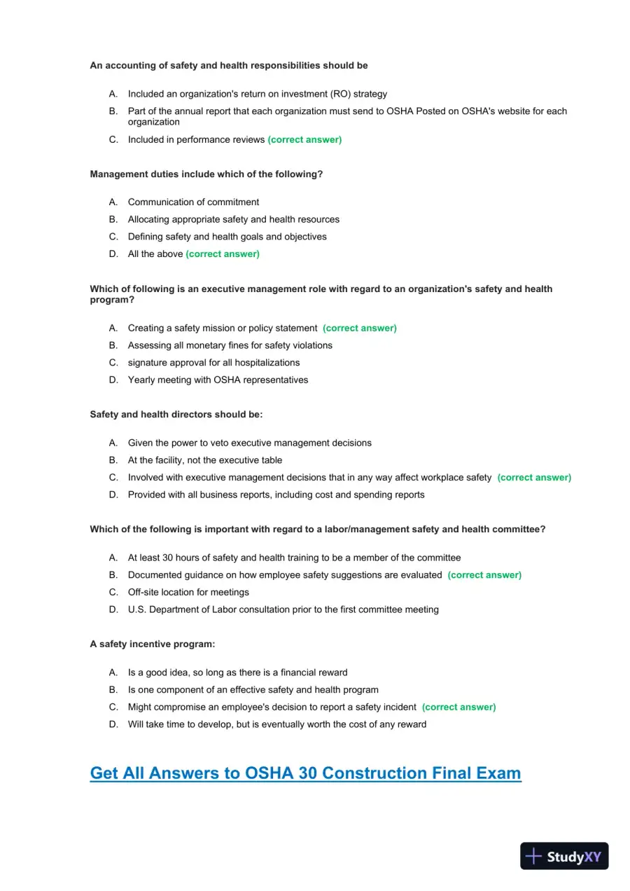 OSHA30 Construction Final Exam with Answers (436 Solved Questions), page 18