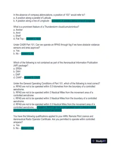 2023-2024 CASA REPL Exam With Answers (109 Solved Questions) - Page 5 preview image