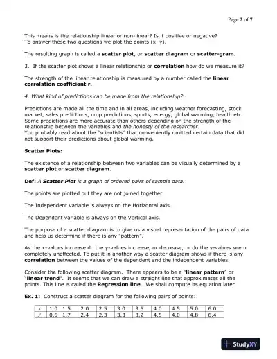 Statistics: Correlation and Linear Regression - Page 3 preview image
