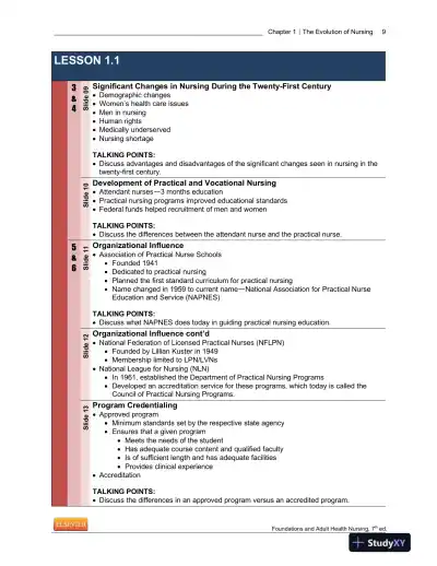 Foundations And Adult Health Nursing, 7th Edition Lecture Notes - Page 10 preview image
