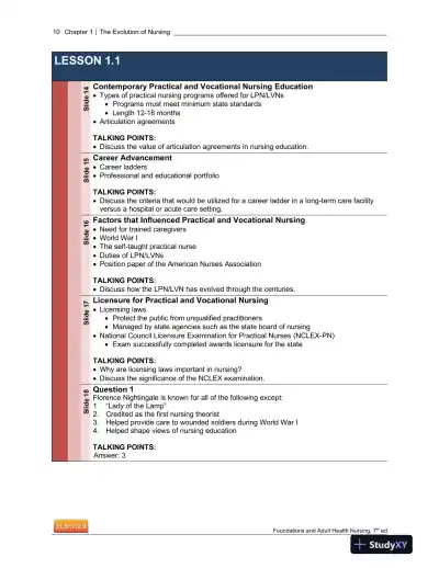 Foundations And Adult Health Nursing, 7th Edition Lecture Notes - Page 11 preview image