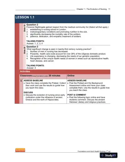 Foundations And Adult Health Nursing, 7th Edition Lecture Notes - Page 12 preview image