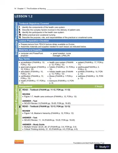 Foundations And Adult Health Nursing, 7th Edition Lecture Notes - Page 15 preview image