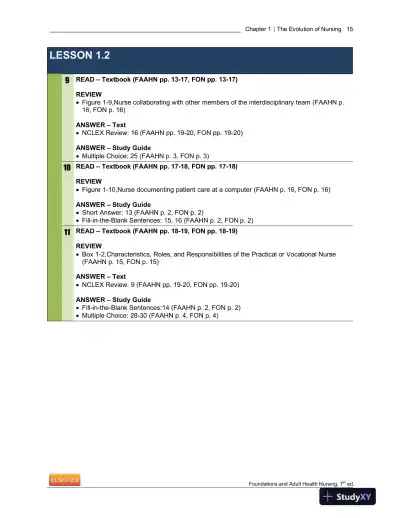 Foundations And Adult Health Nursing, 7th Edition Lecture Notes - Page 16 preview image