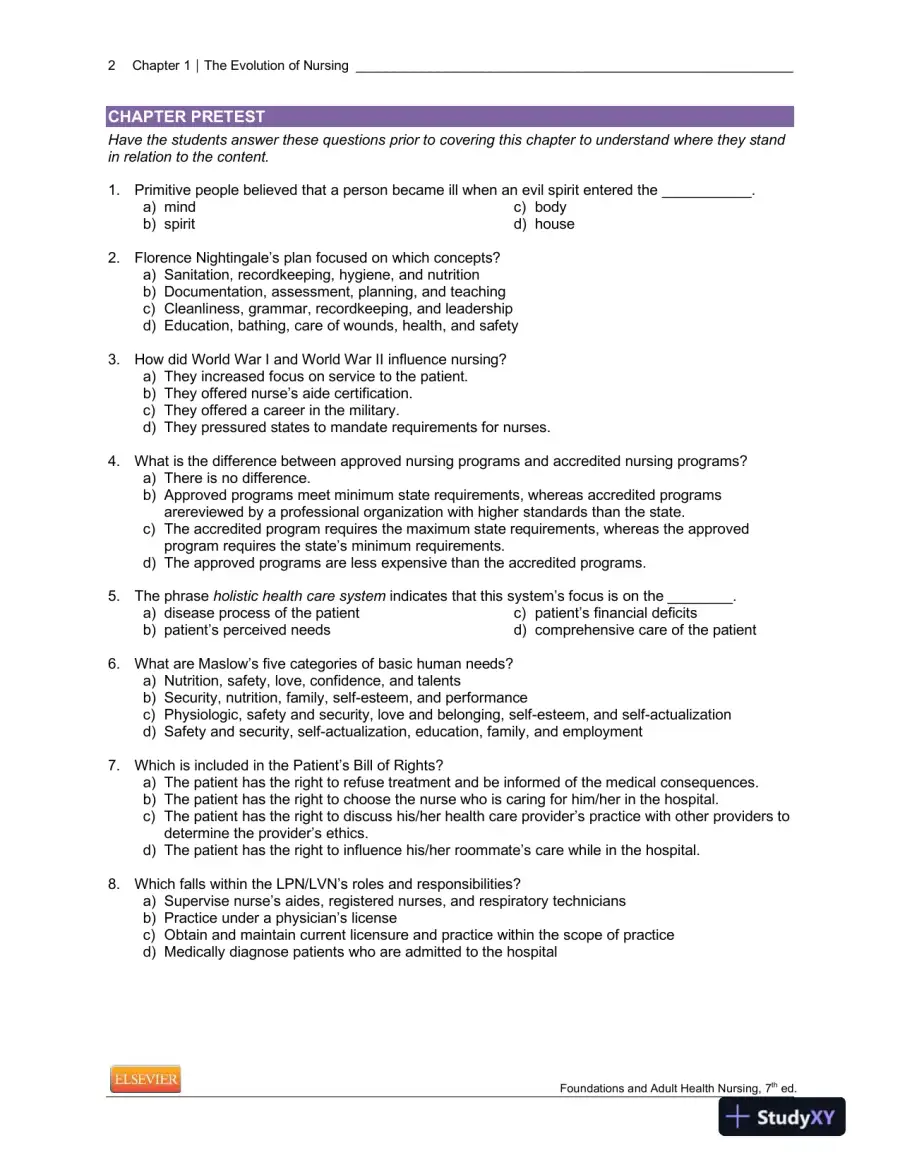 Foundations And Adult Health Nursing, 7th Edition Lecture Notes, page 3