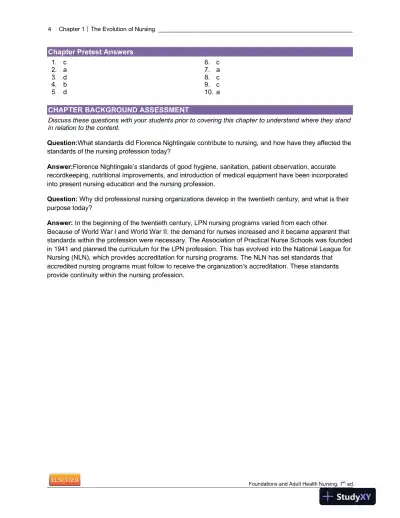 Foundations And Adult Health Nursing, 7th Edition Lecture Notes - Page 5 preview image