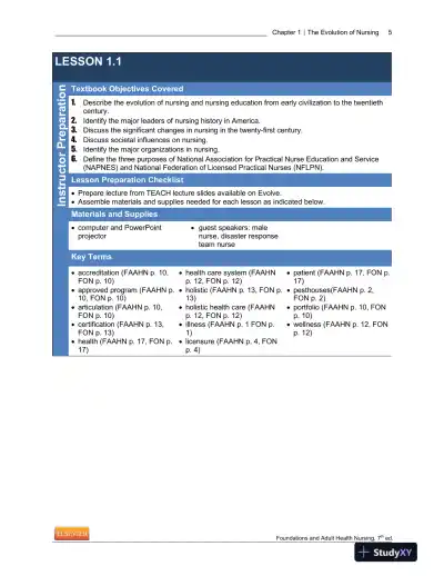 Foundations And Adult Health Nursing, 7th Edition Lecture Notes - Page 6 preview image