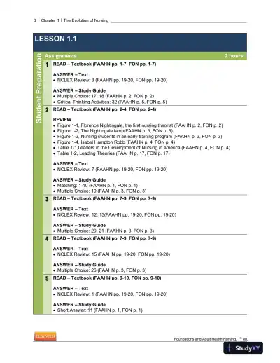 Foundations And Adult Health Nursing, 7th Edition Lecture Notes - Page 7 preview image